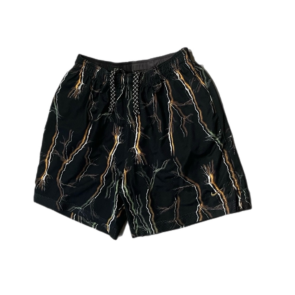 Used Nike Premium Reversible Lightning Basketball Shorts Size Medium Black Gray